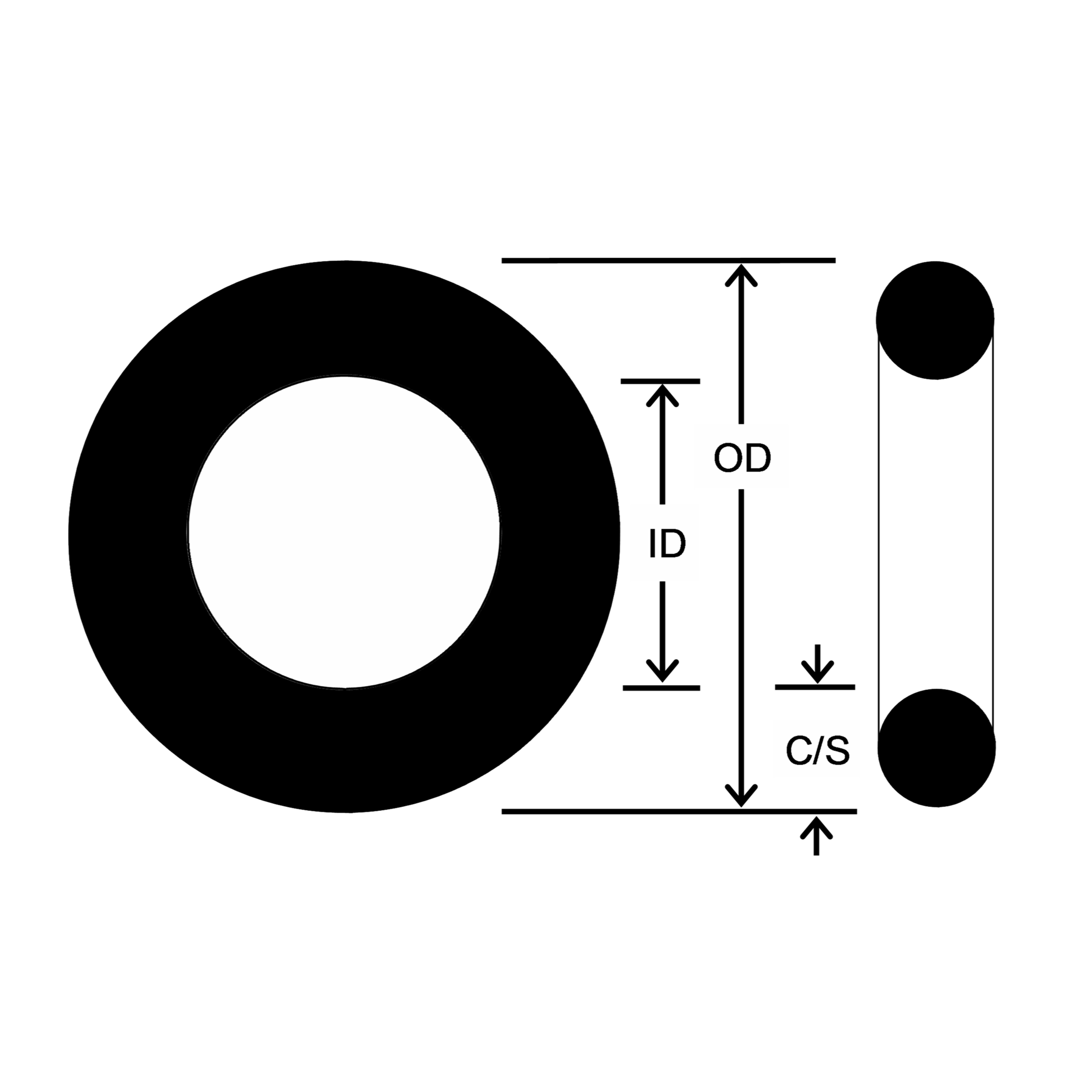 Round 116 Neoprene O-Ring 3/4" ID 70A Durometer 15/16" OD 3/32" Black 